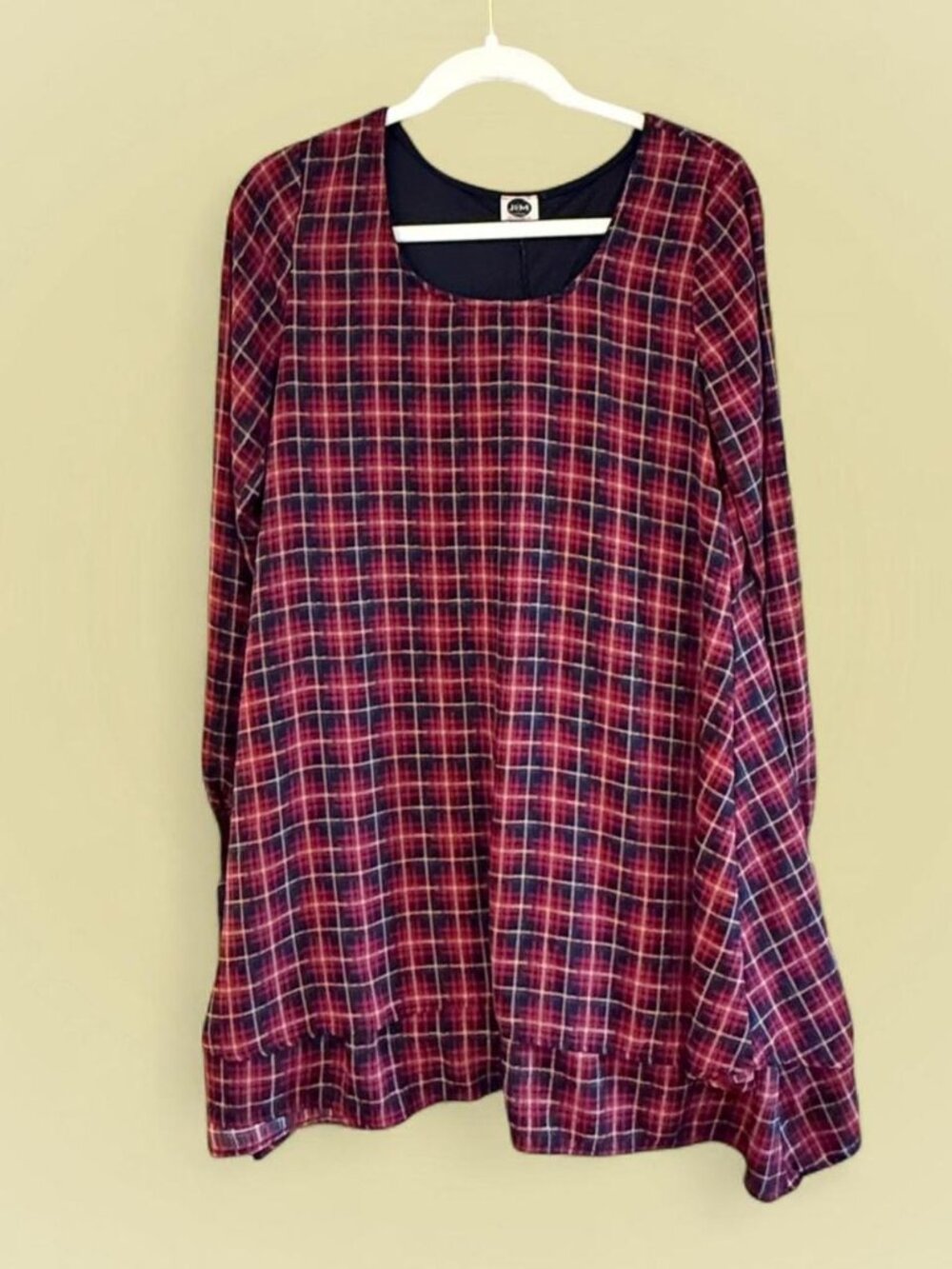Red/Black Tartain plaid long sleeve dress